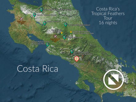 Costa Rica's Tropical Feathers  Tour Map