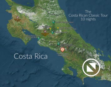 The Costa Rican Classic Birding Tour - location map